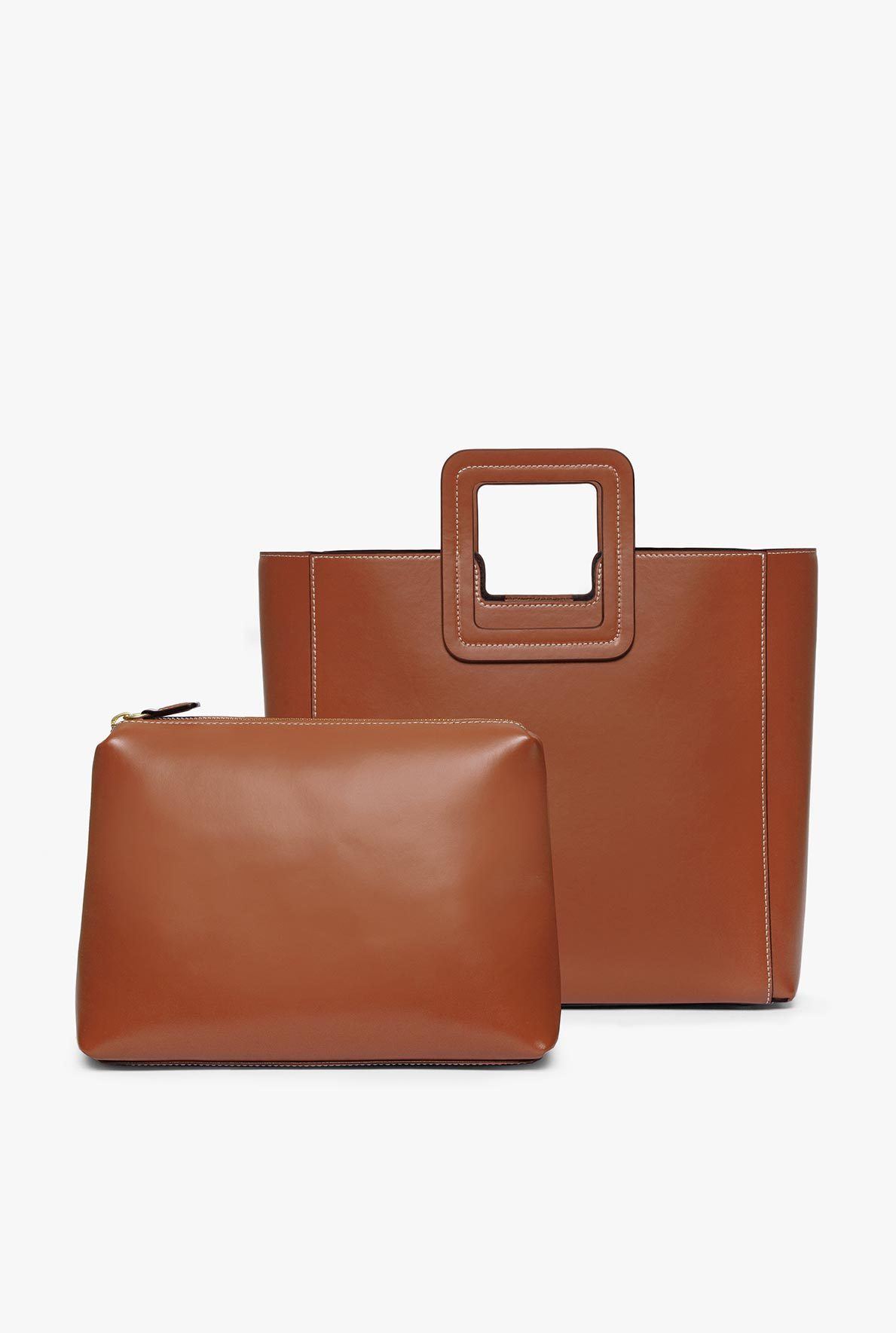 SHIRLEY LEATHER BAG SADDLE - STAUD outlet