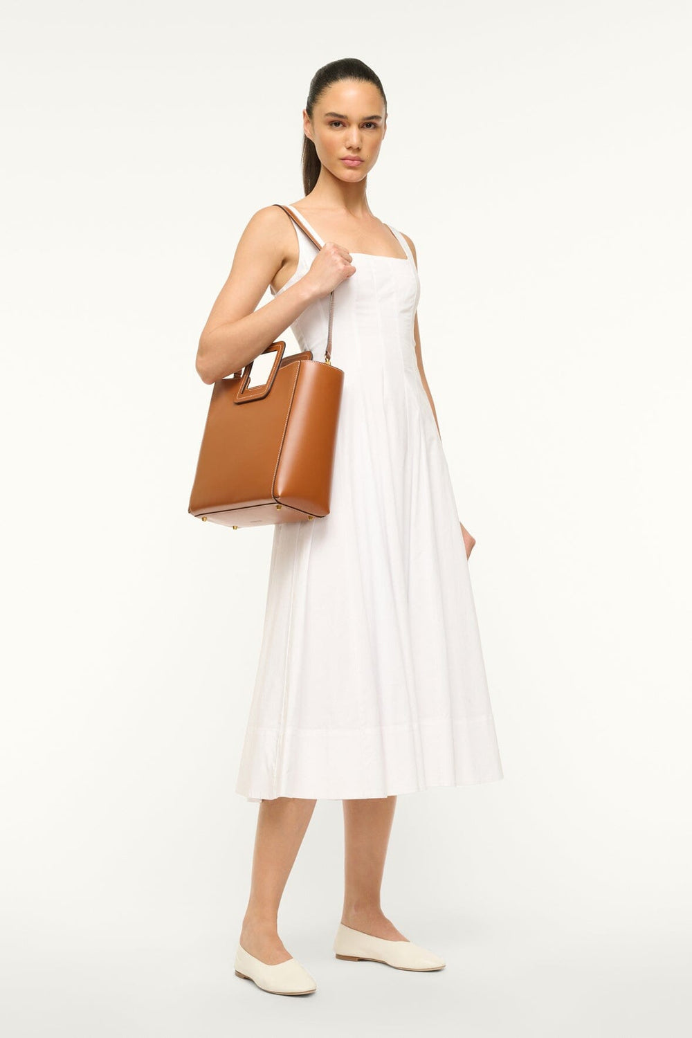 SHIRLEY LEATHER BAG SADDLE - STAUD outlet