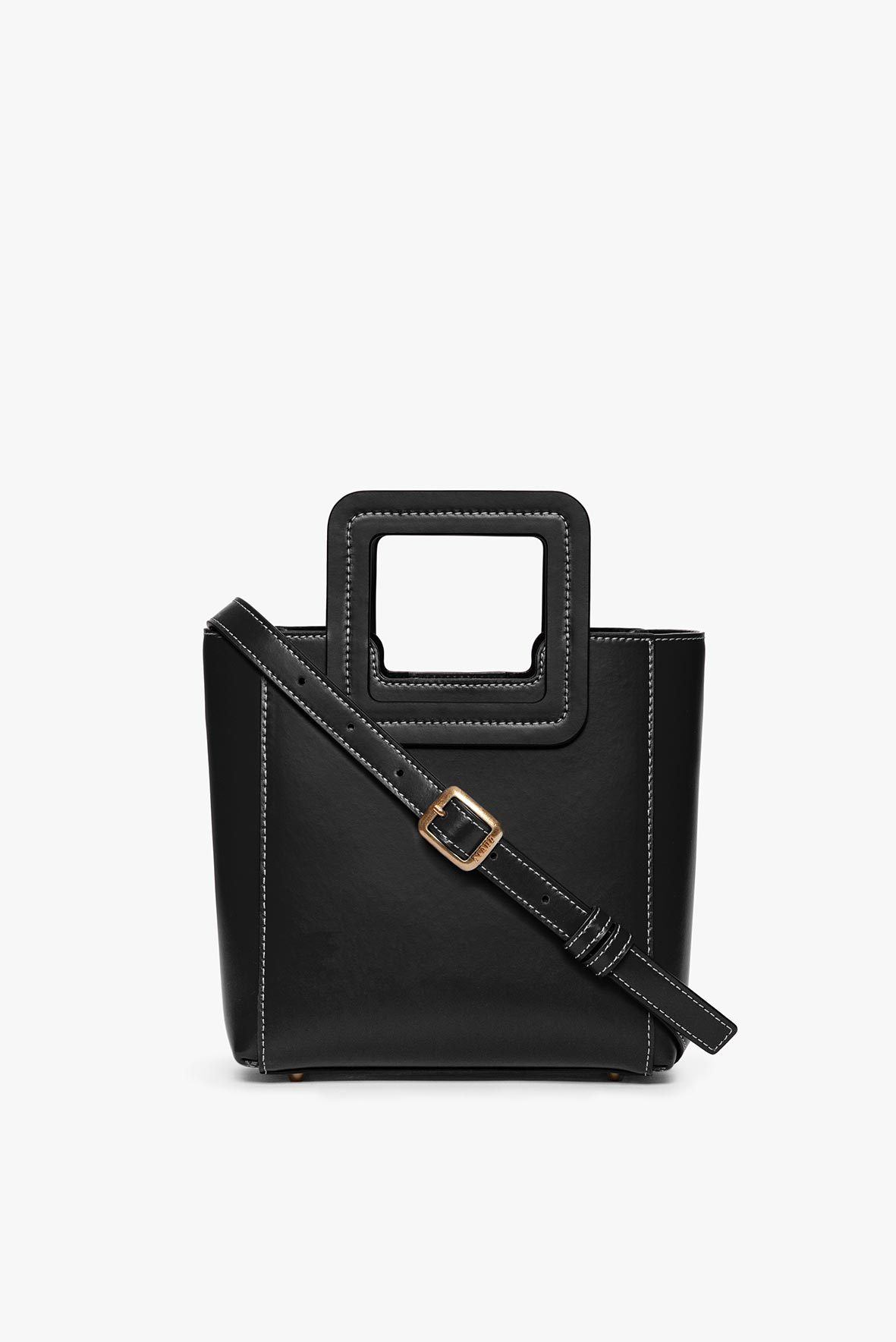 MINI SHIRLEY LEATHER BAG BLACK - STAUD sale