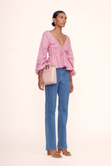 MINI SHIRLEY LEATHER BAG BLUSH - STAUD US