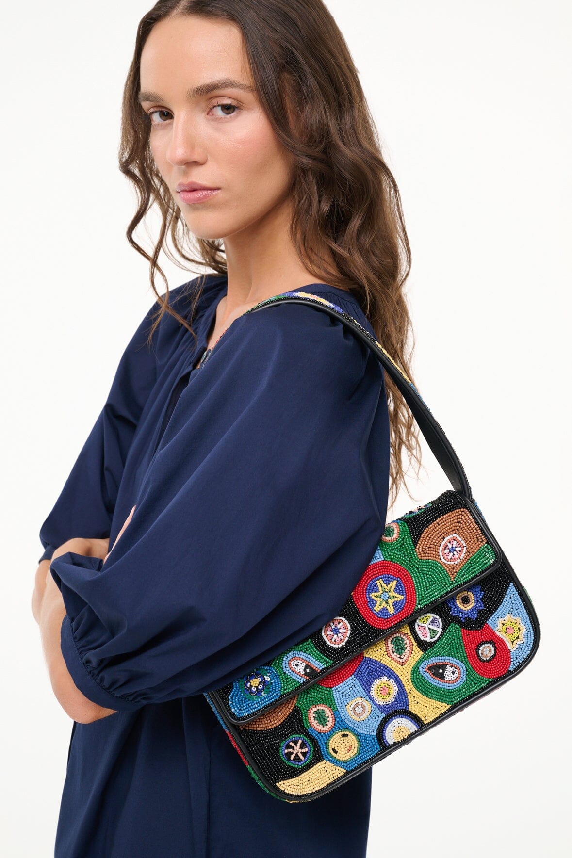 TOMMY BEADED BAG BLACK MILLEFIORI - STAUD sale