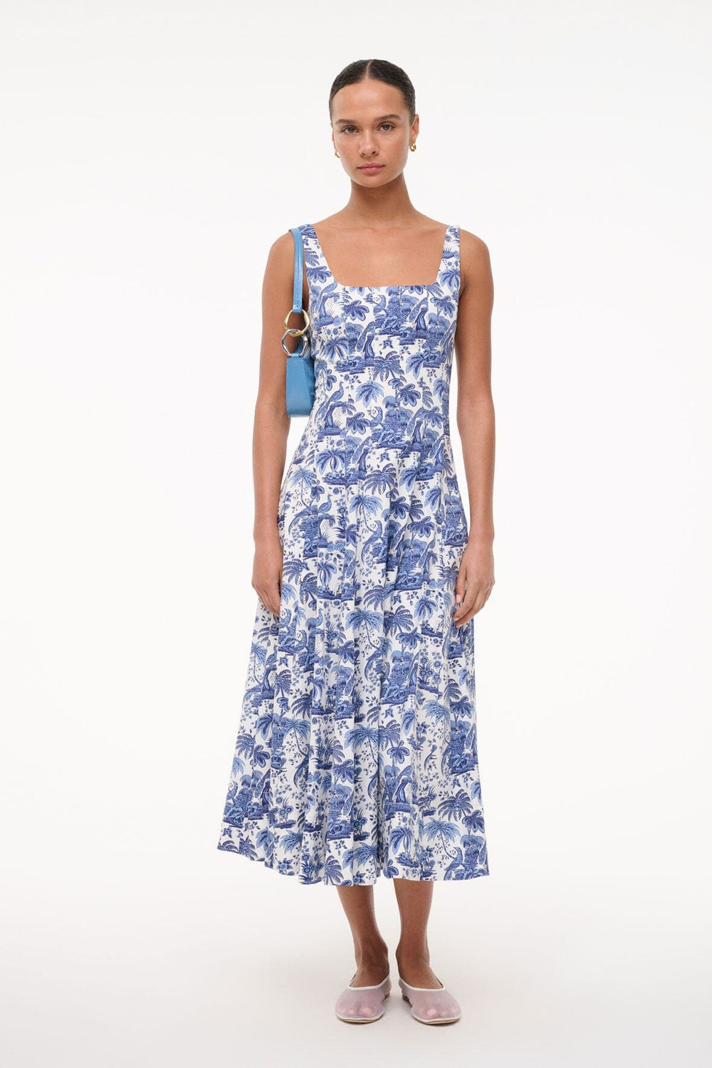 WELLS DRESS CHINA BLUE TOILE - STAUD online