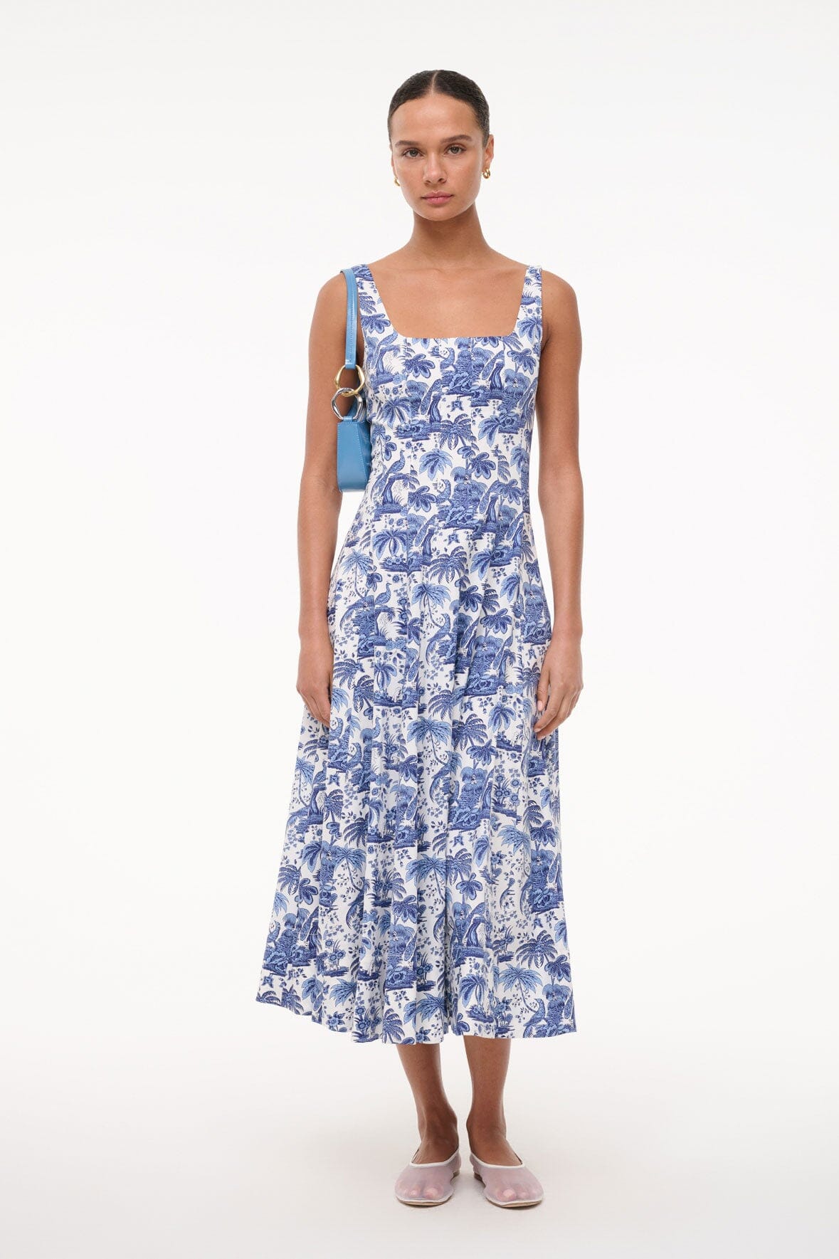 WELLS DRESS CHINA BLUE TOILE - STAUD online