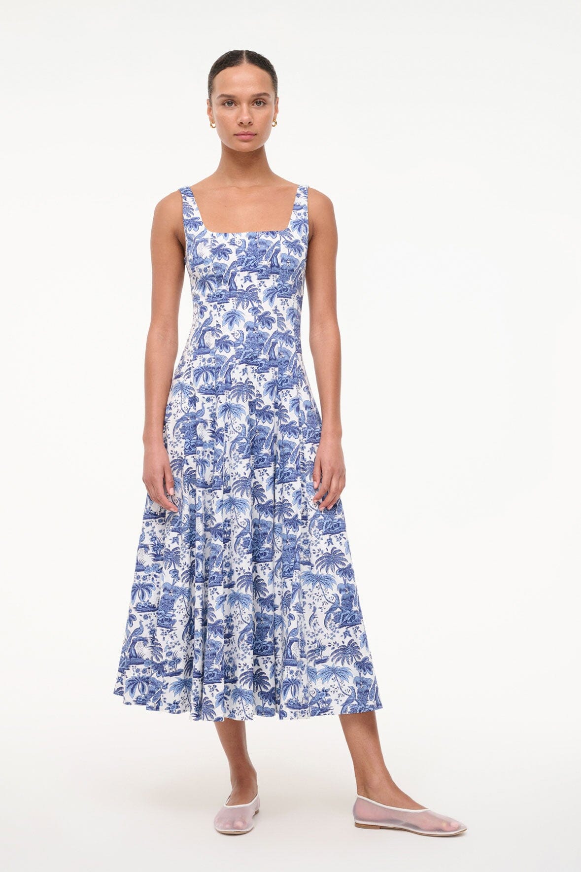 WELLS DRESS CHINA BLUE TOILE - STAUD online