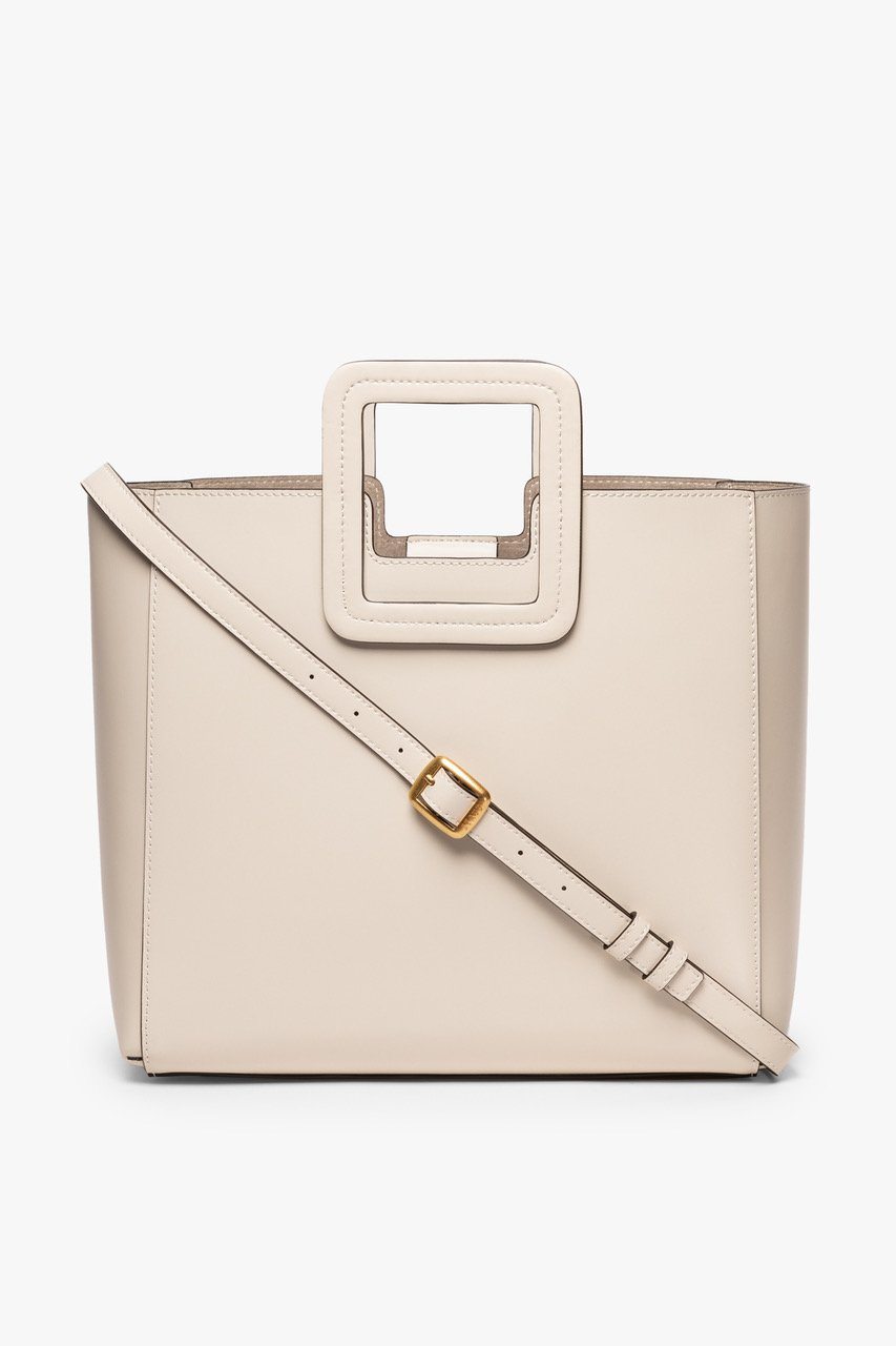 SHIRLEY LEATHER TOTE BAG CREAM - STAUD for sale