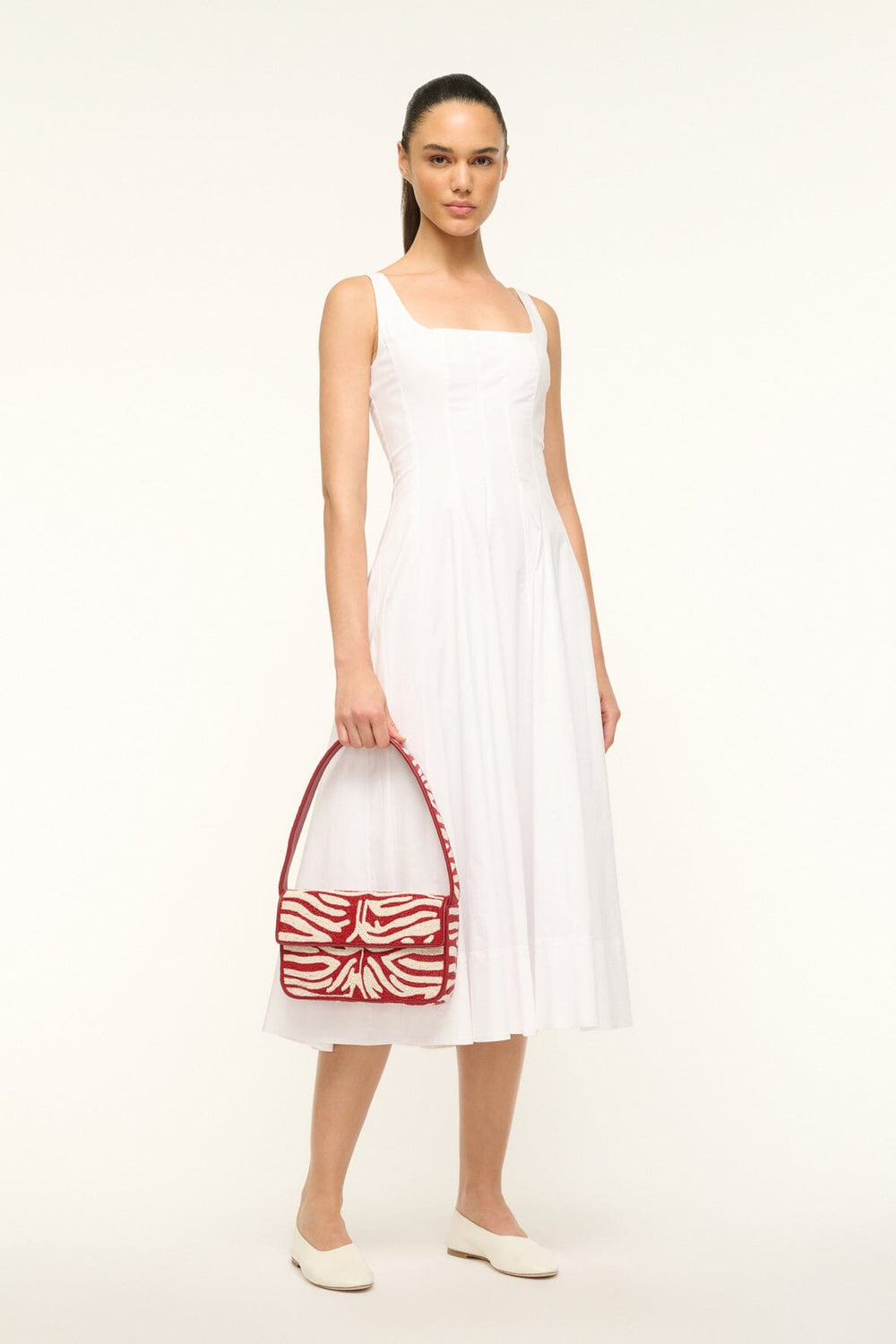TOMMY BEADED BAG SCARLET WHITE - STAUD for sale
