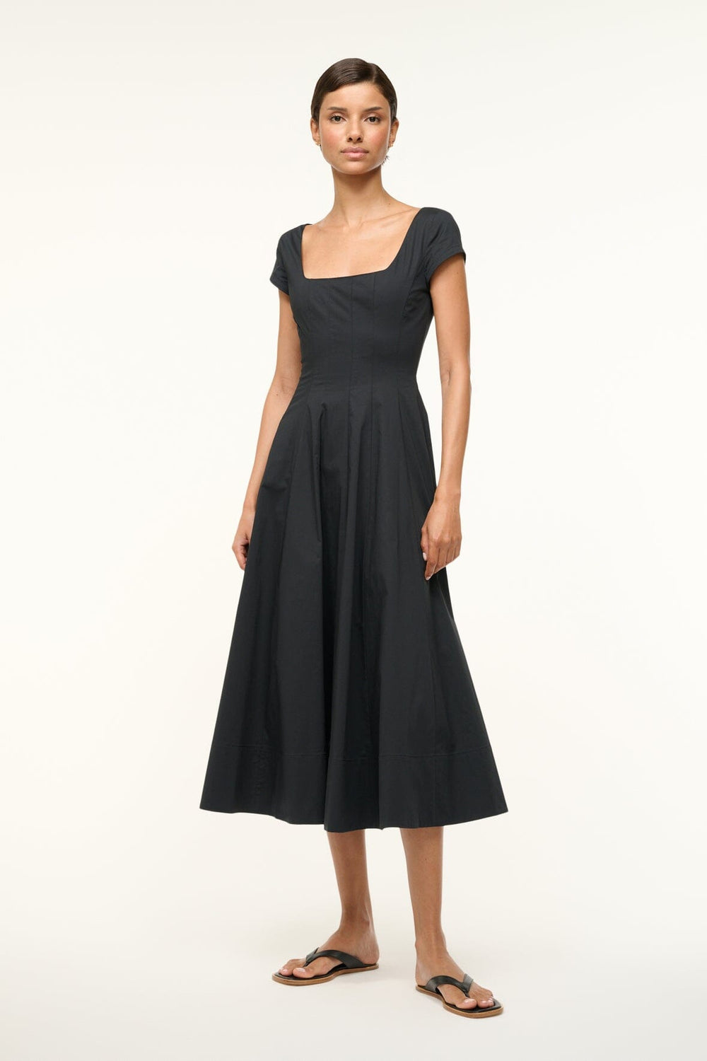 SHORT SLEEVE WELLS DRESS BLACK - STAUD US