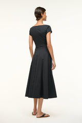 SHORT SLEEVE WELLS DRESS BLACK - STAUD US