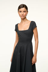 SHORT SLEEVE WELLS DRESS BLACK - STAUD US