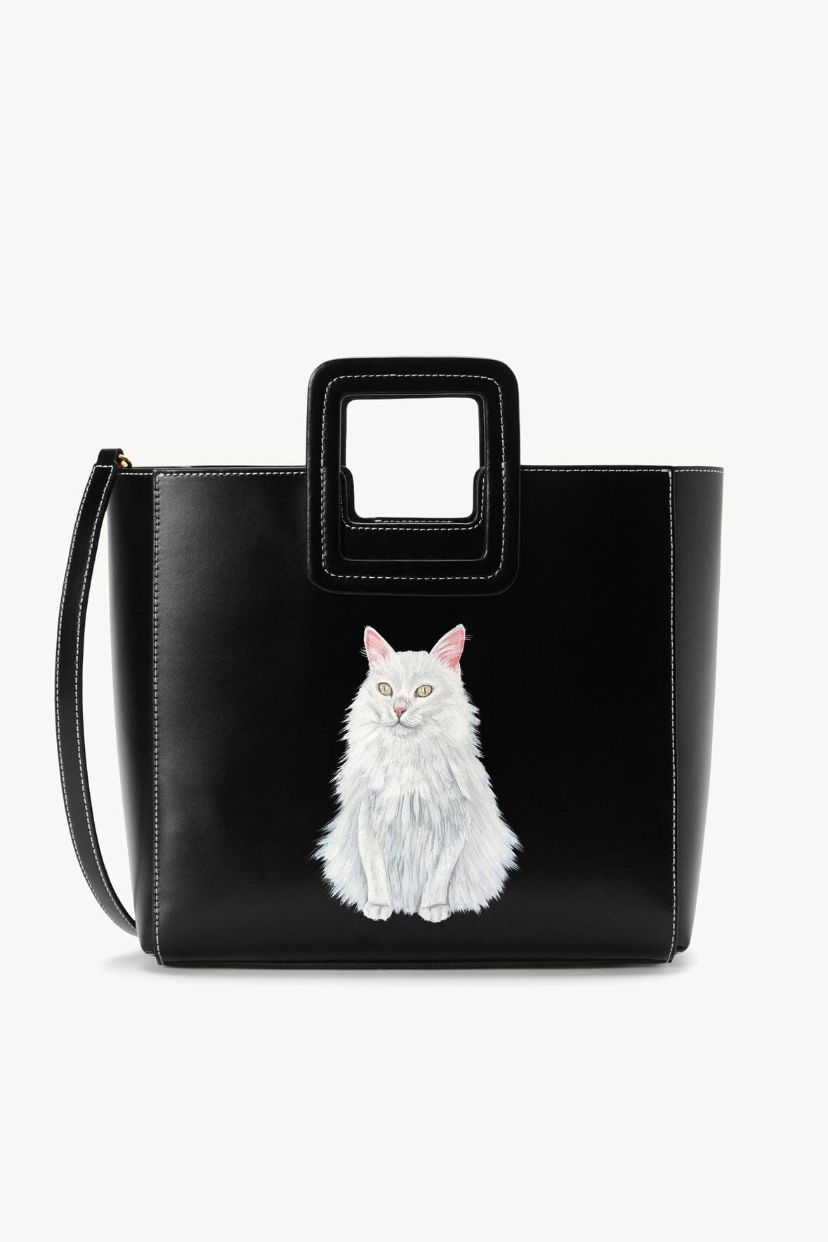 CUSTOM SHIRLEY LEATHER BAG BLACK - STAUD sale