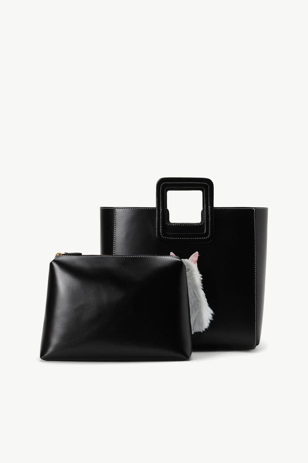 CUSTOM SHIRLEY LEATHER BAG BLACK - STAUD sale