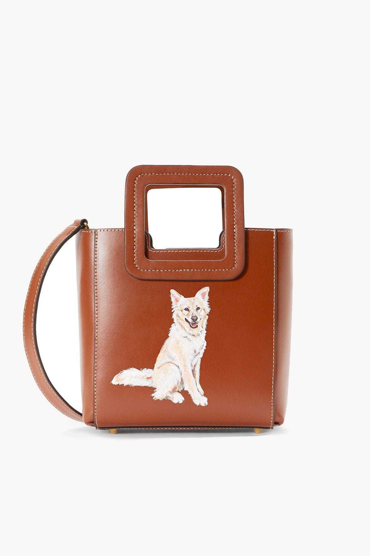 CUSTOM MINI SHIRLEY LEATHER BAG TAN - STAUD US
