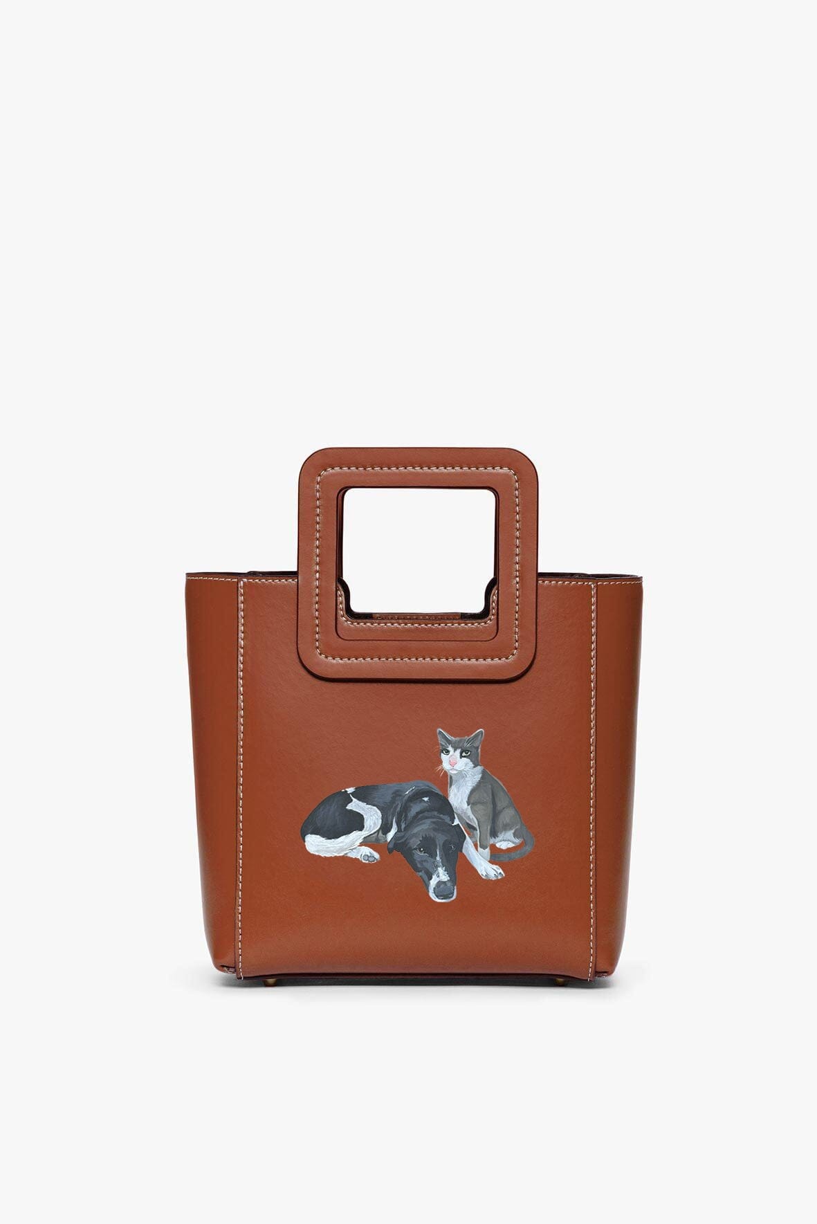CUSTOM MINI SHIRLEY LEATHER BAG TAN - STAUD US