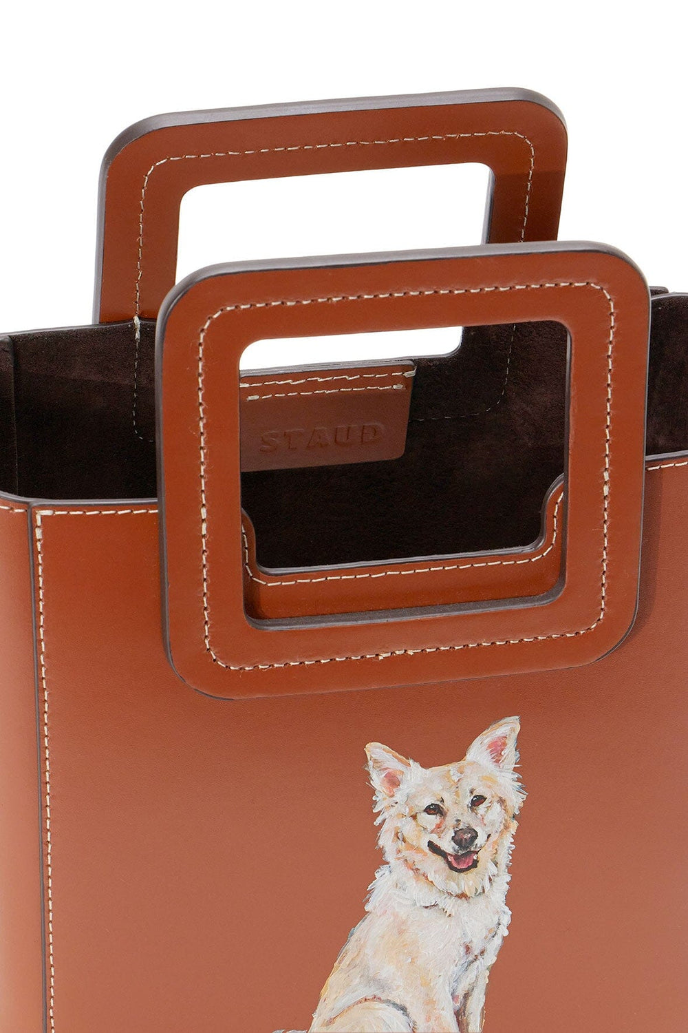 CUSTOM MINI SHIRLEY LEATHER BAG TAN - STAUD US