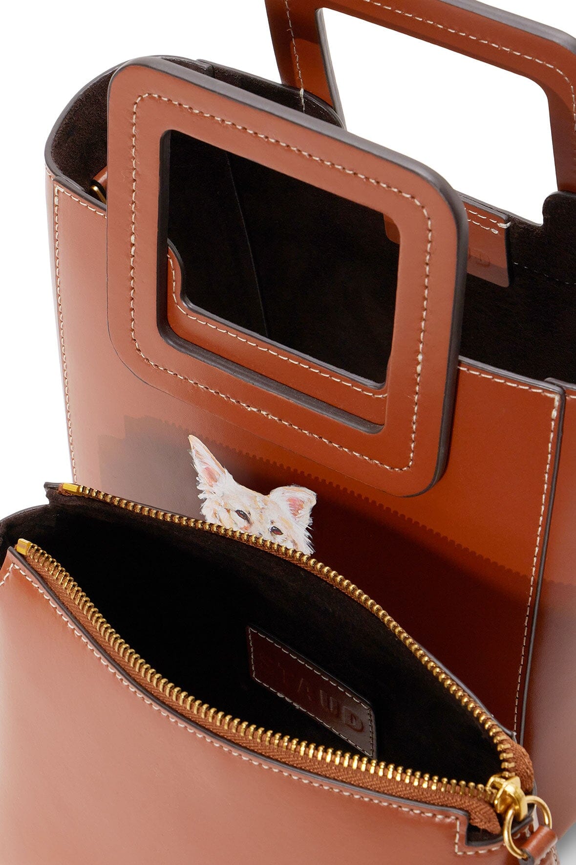 CUSTOM MINI SHIRLEY LEATHER BAG TAN - STAUD US