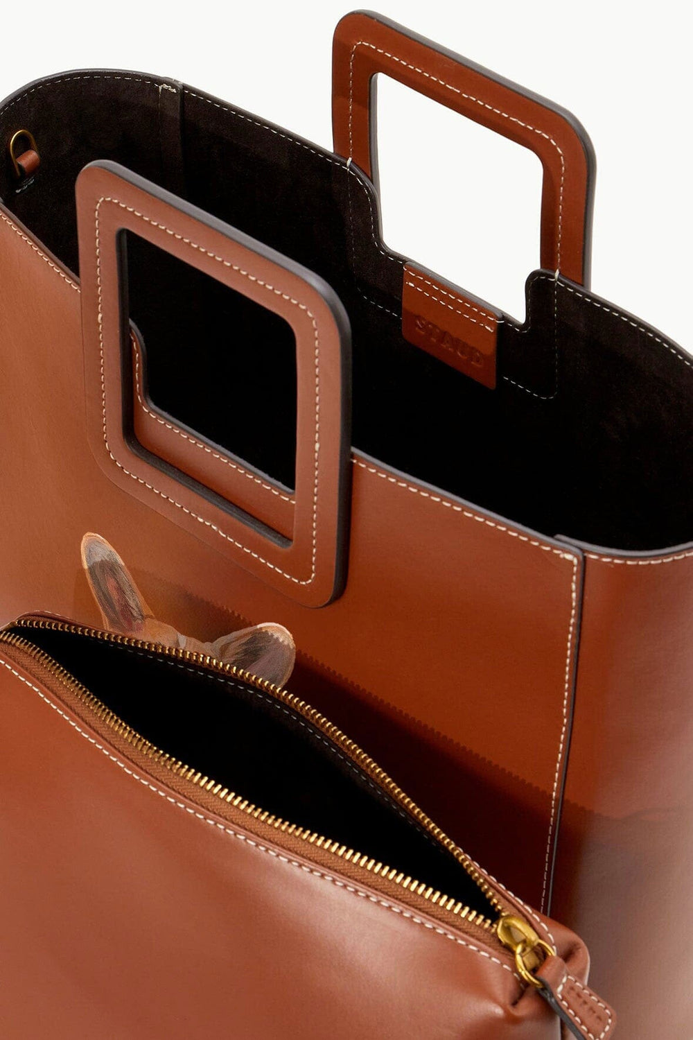 CUSTOM SHIRLEY LEATHER BAG SADDLE - STAUD near me