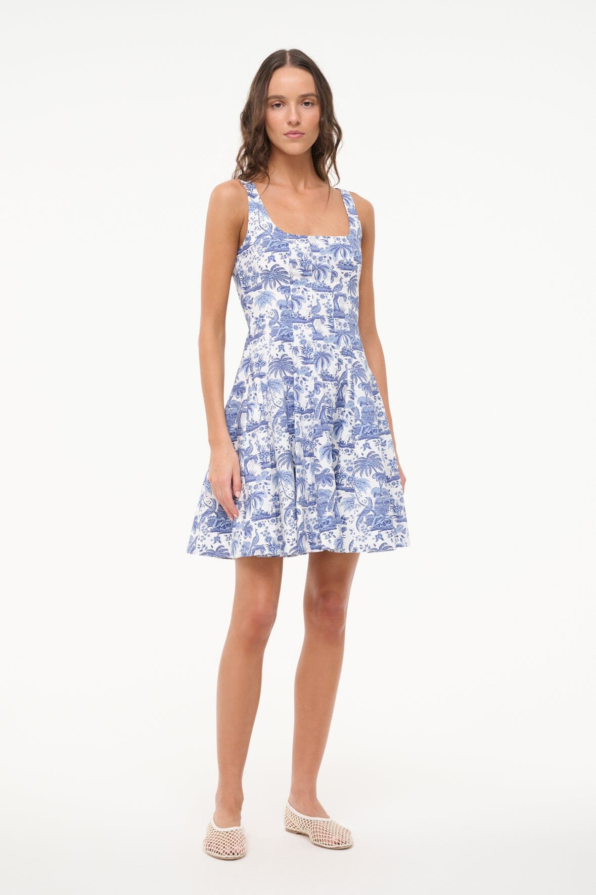 MINI WELLS DRESS BLUE TOILE - STAUD online
