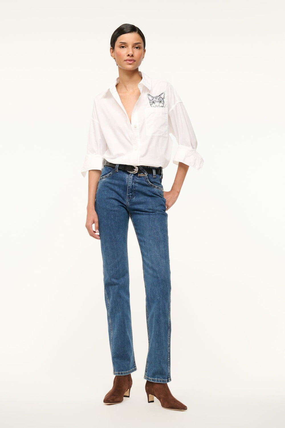 CUSTOM CLASSIC OVERSIZED SHIRT WHITE - STAUD sale