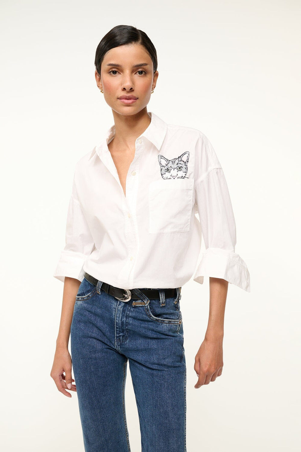 CUSTOM CLASSIC OVERSIZED SHIRT WHITE - STAUD sale