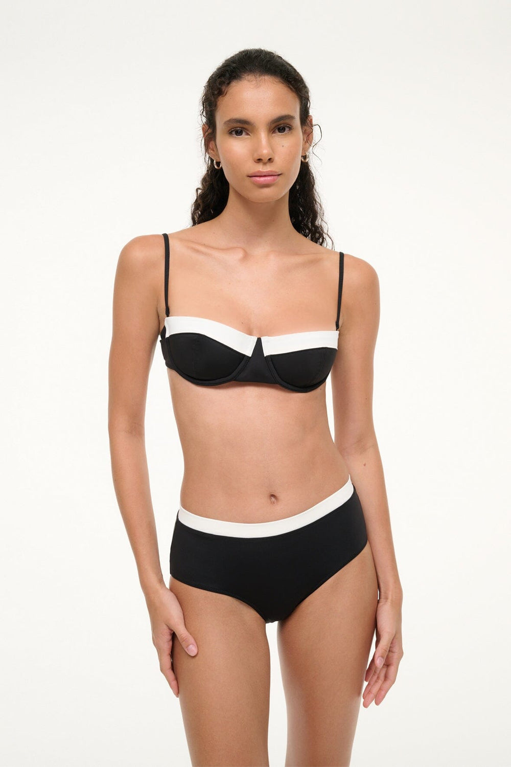 JO BALCONETTE BIKINI TOP BLACK WHITE - STAUD near me