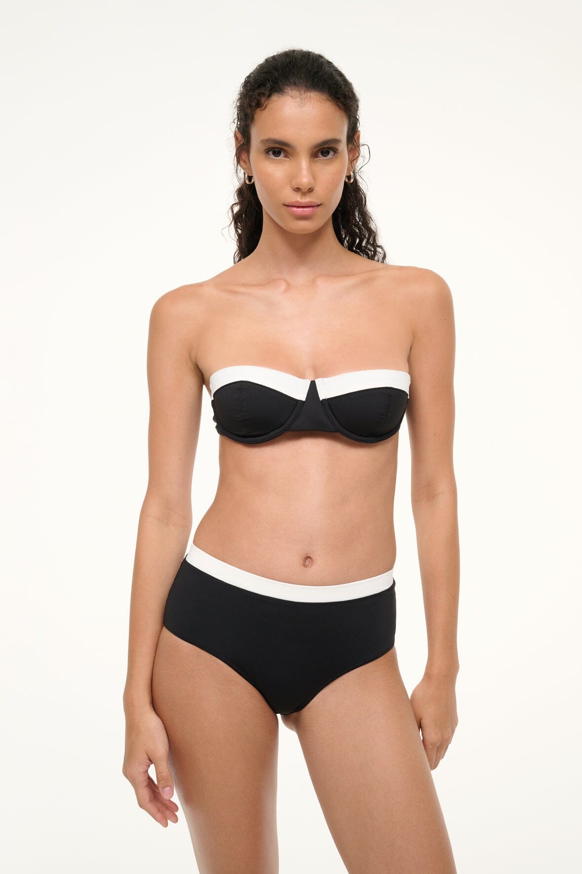 JO BALCONETTE BIKINI TOP BLACK WHITE - STAUD near me