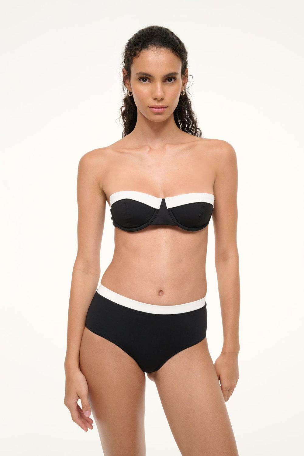 JO BALCONETTE BIKINI TOP BLACK WHITE - STAUD near me