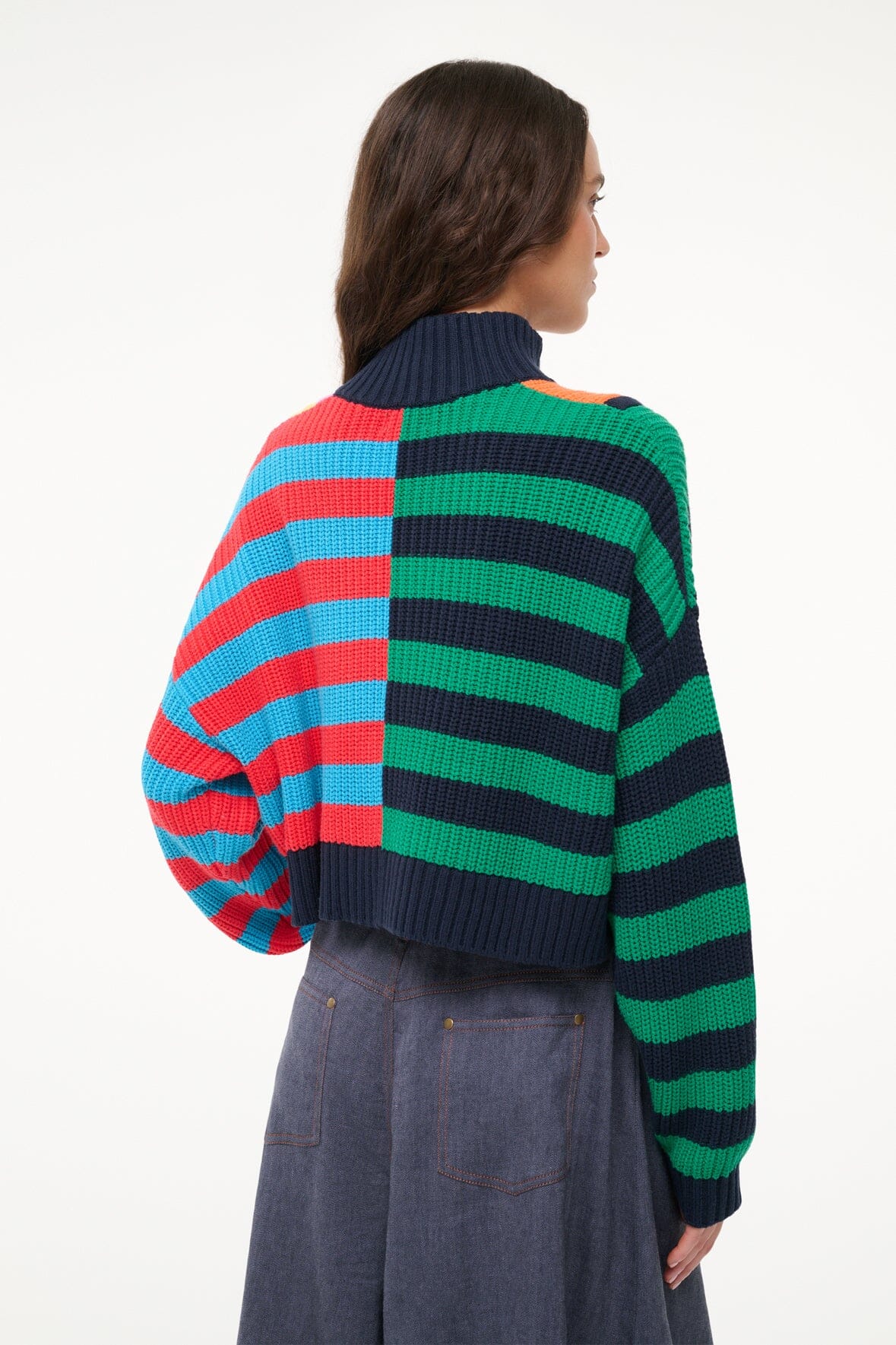 CROPPED HAMPTON SWEATER CABANA STRIPE MULTI - STAUD outlet