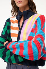 CROPPED HAMPTON SWEATER CABANA STRIPE MULTI - STAUD outlet
