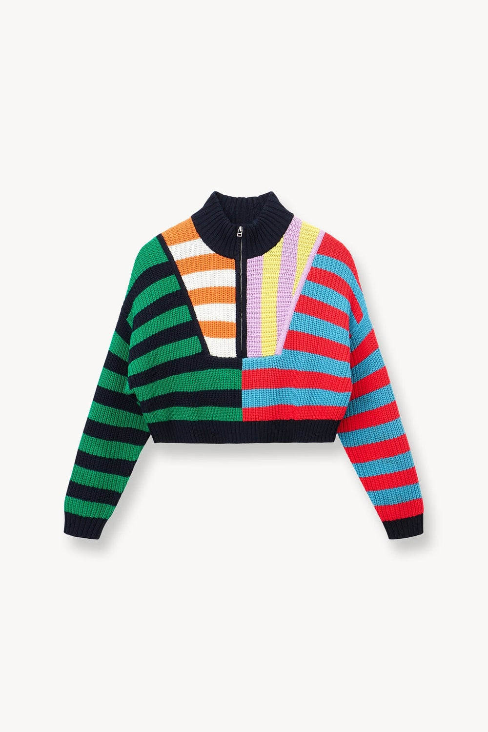 CROPPED HAMPTON SWEATER CABANA STRIPE MULTI - STAUD outlet