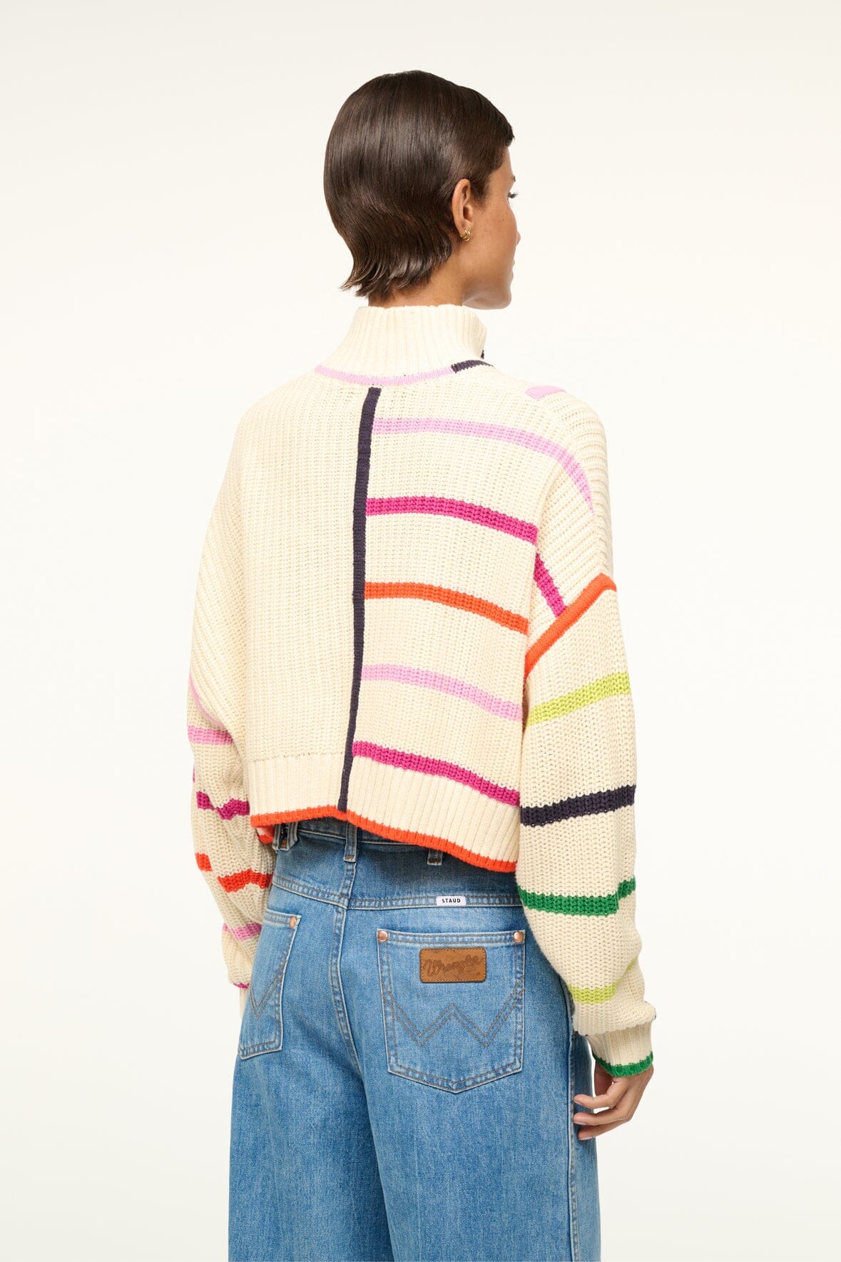 CROPPED HAMPTON SWEATER CREAM RAINBOW MULTI - STAUD sale