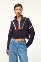 CROPPED HAMPTON SWEATER NAVY MULTI - STAUD near me