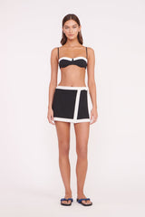 GRETCHEN MINI WRAP SKIRT BLACK WHITE - STAUD sale