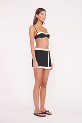 GRETCHEN MINI WRAP SKIRT BLACK WHITE - STAUD sale