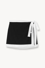 GRETCHEN MINI WRAP SKIRT BLACK WHITE - STAUD sale