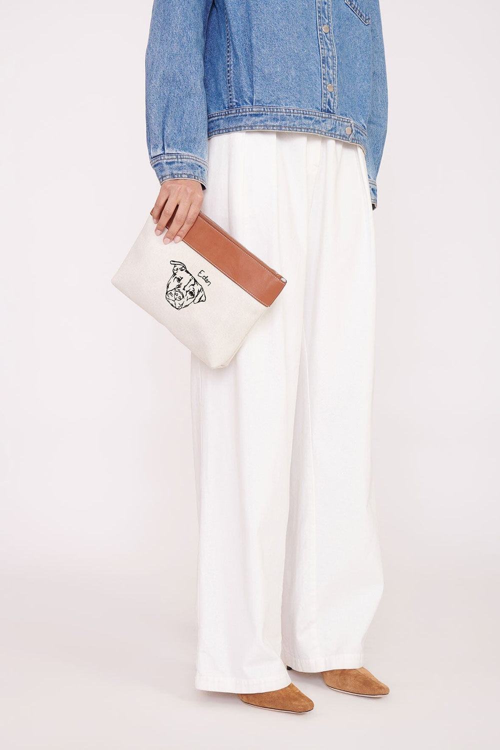C.BONZ CUSTOM DUCKIE ZIP POUCH CREAM TAN - STAUD sale