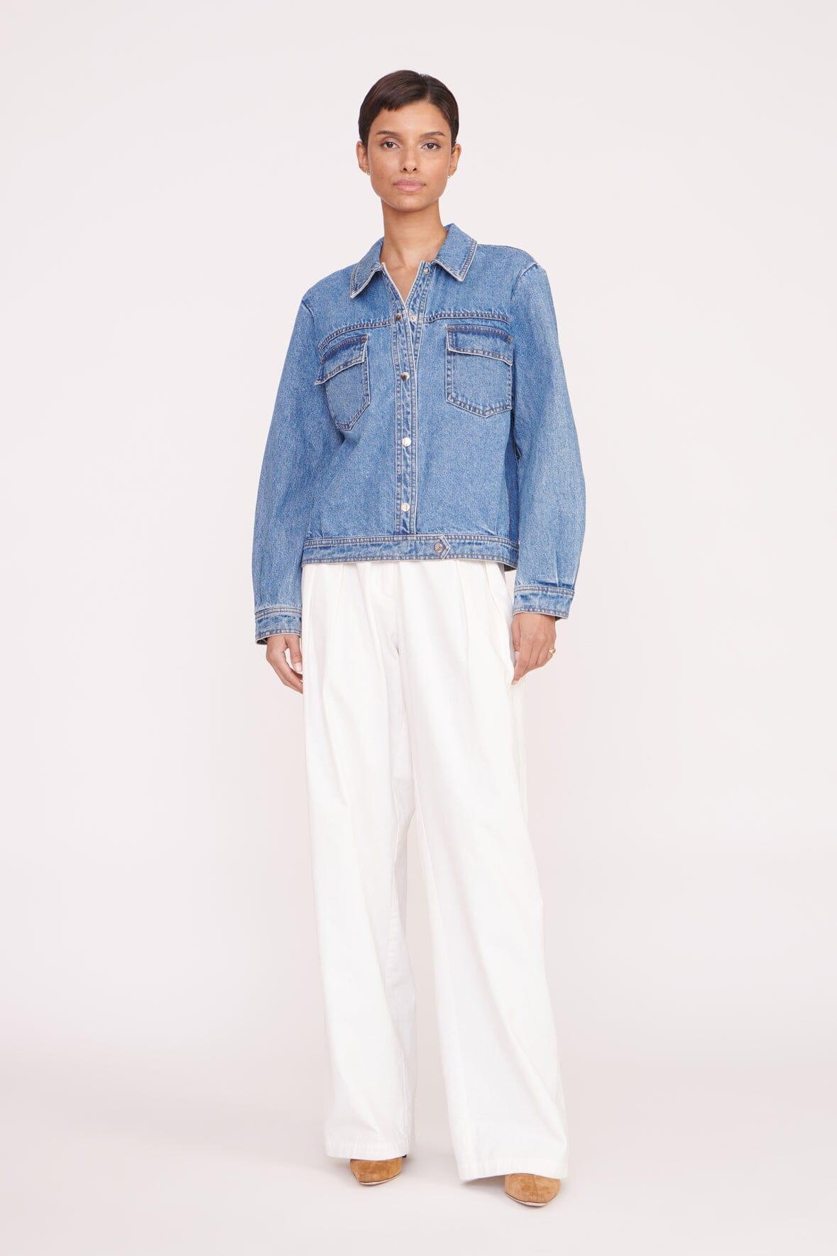 CUSTOM CLASSIC OVERSIZED RYAN JACKET MEDIUM WASH - STAUD near me