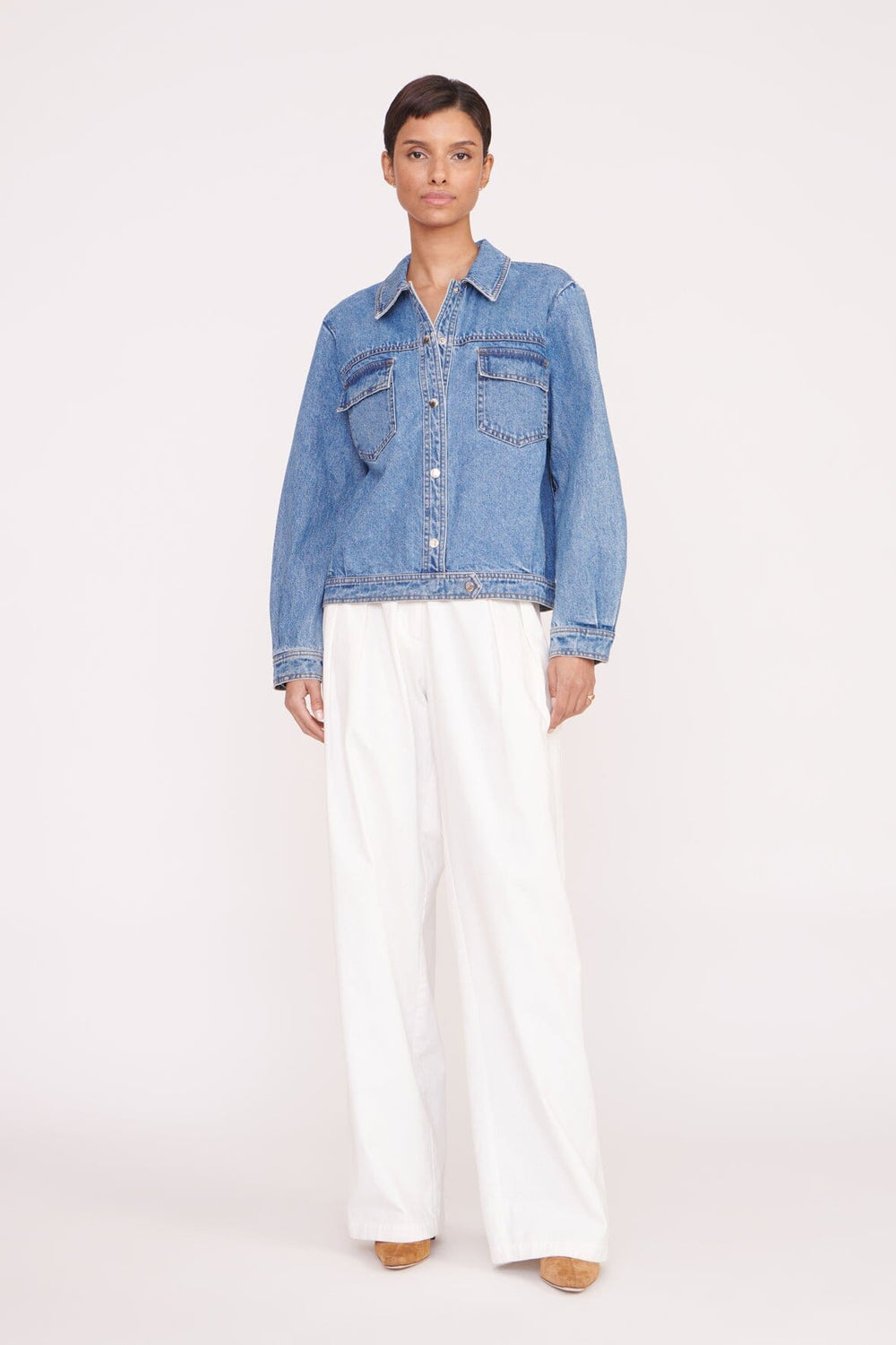 CUSTOM CLASSIC OVERSIZED RYAN JACKET MEDIUM WASH - STAUD near me