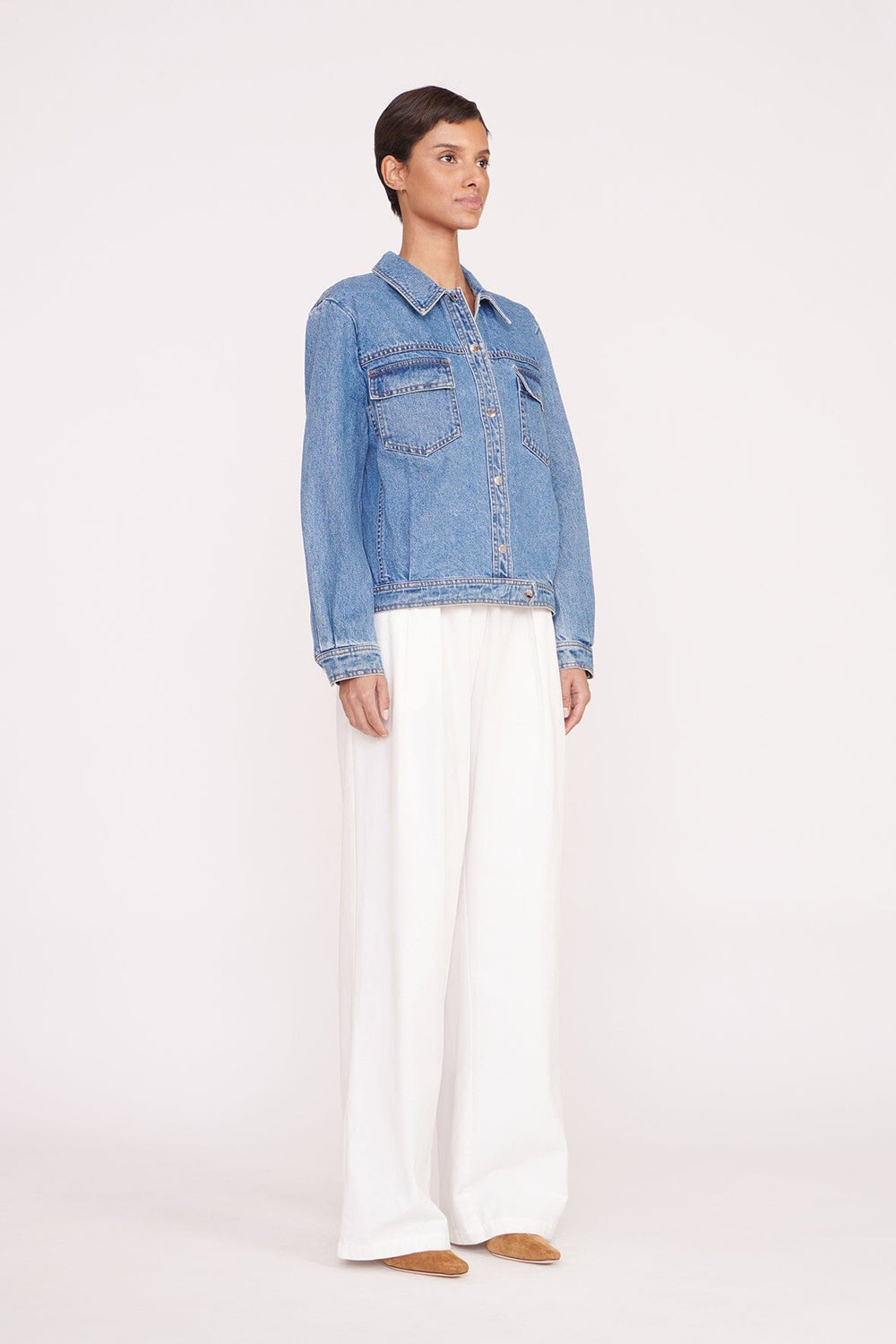 CUSTOM CLASSIC OVERSIZED RYAN JACKET MEDIUM WASH - STAUD near me