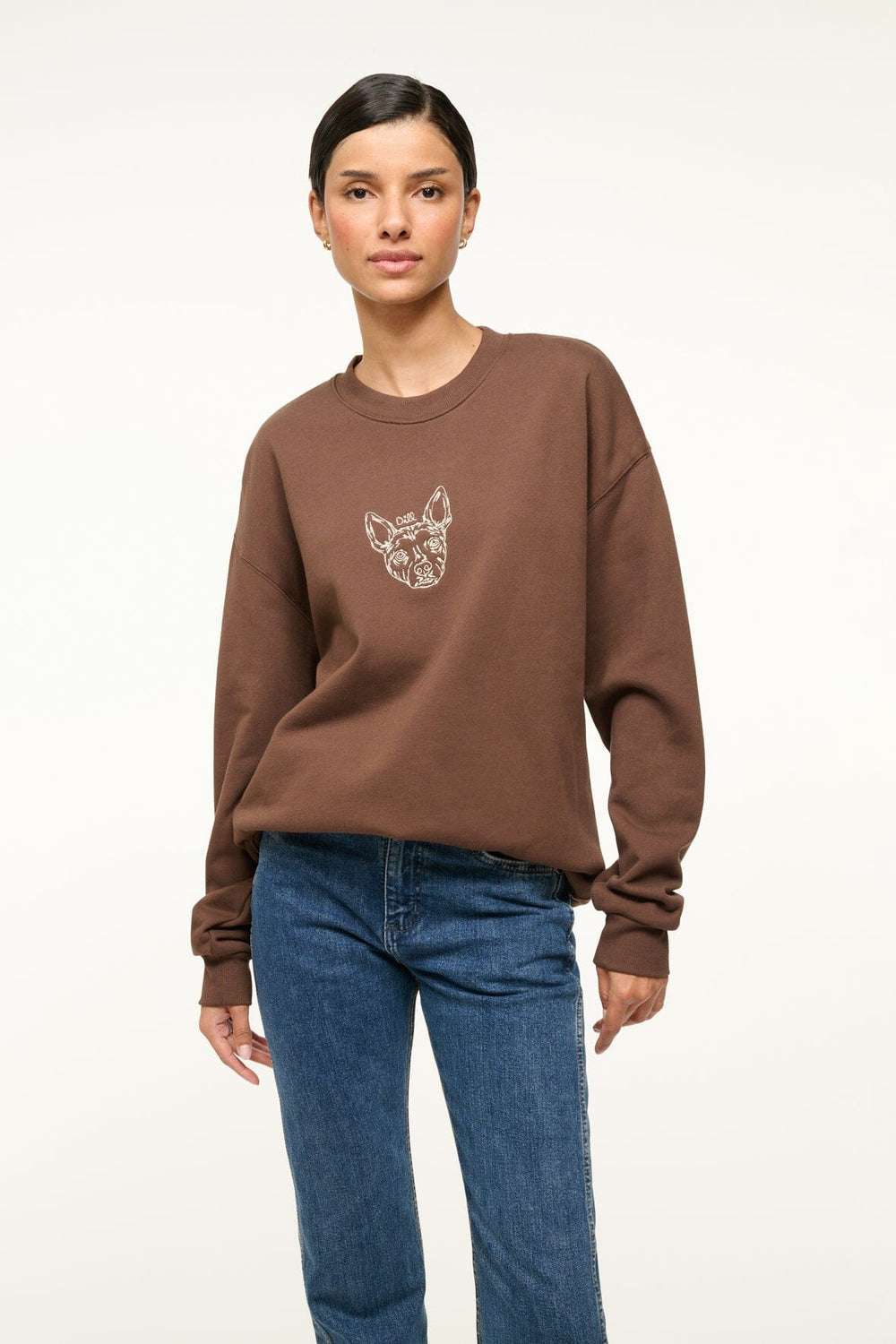 CUSTOM x C.BONZ OVERSIZED SWEATSHIRT BROWN - STAUD US
