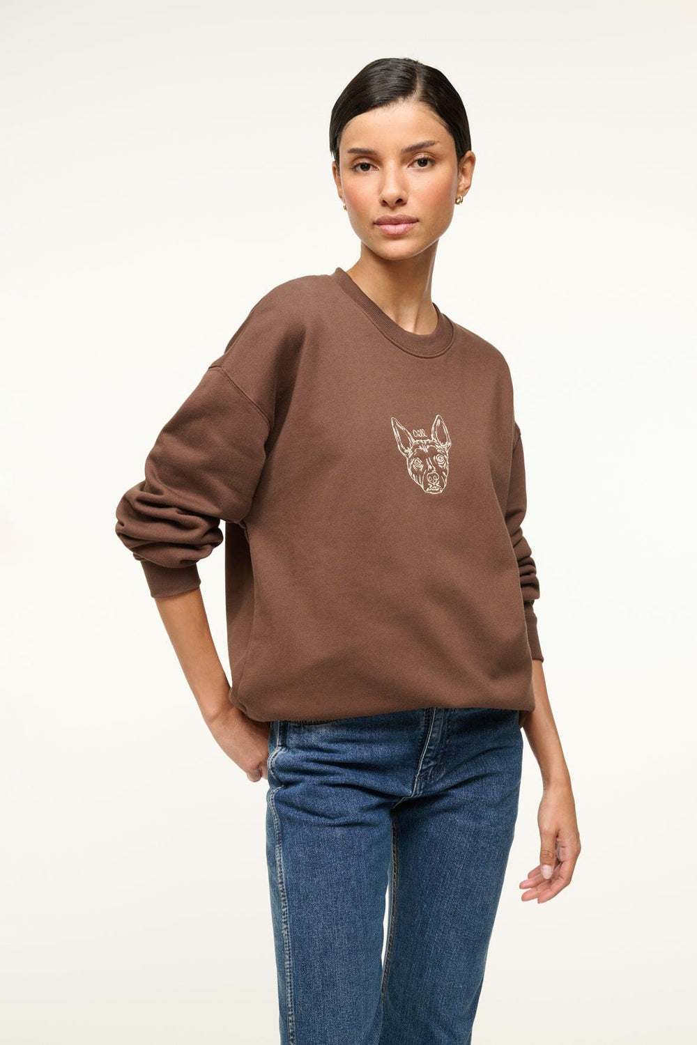 CUSTOM x C.BONZ OVERSIZED SWEATSHIRT BROWN - STAUD US