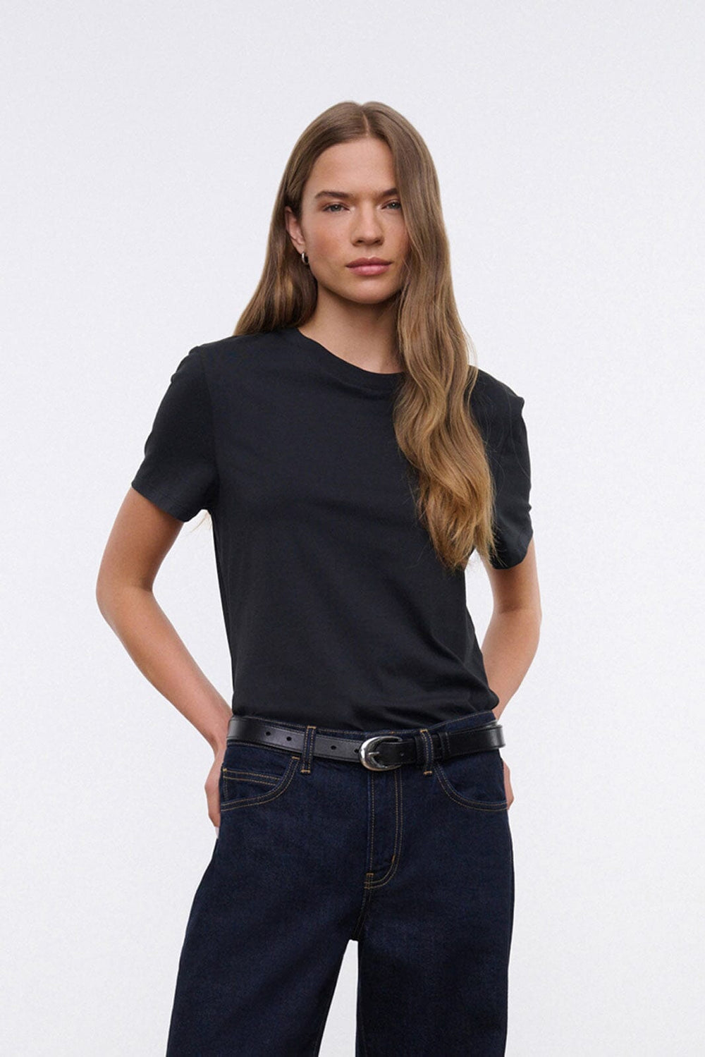CREW NECK T SHIRT BLACK - STAUD outlet