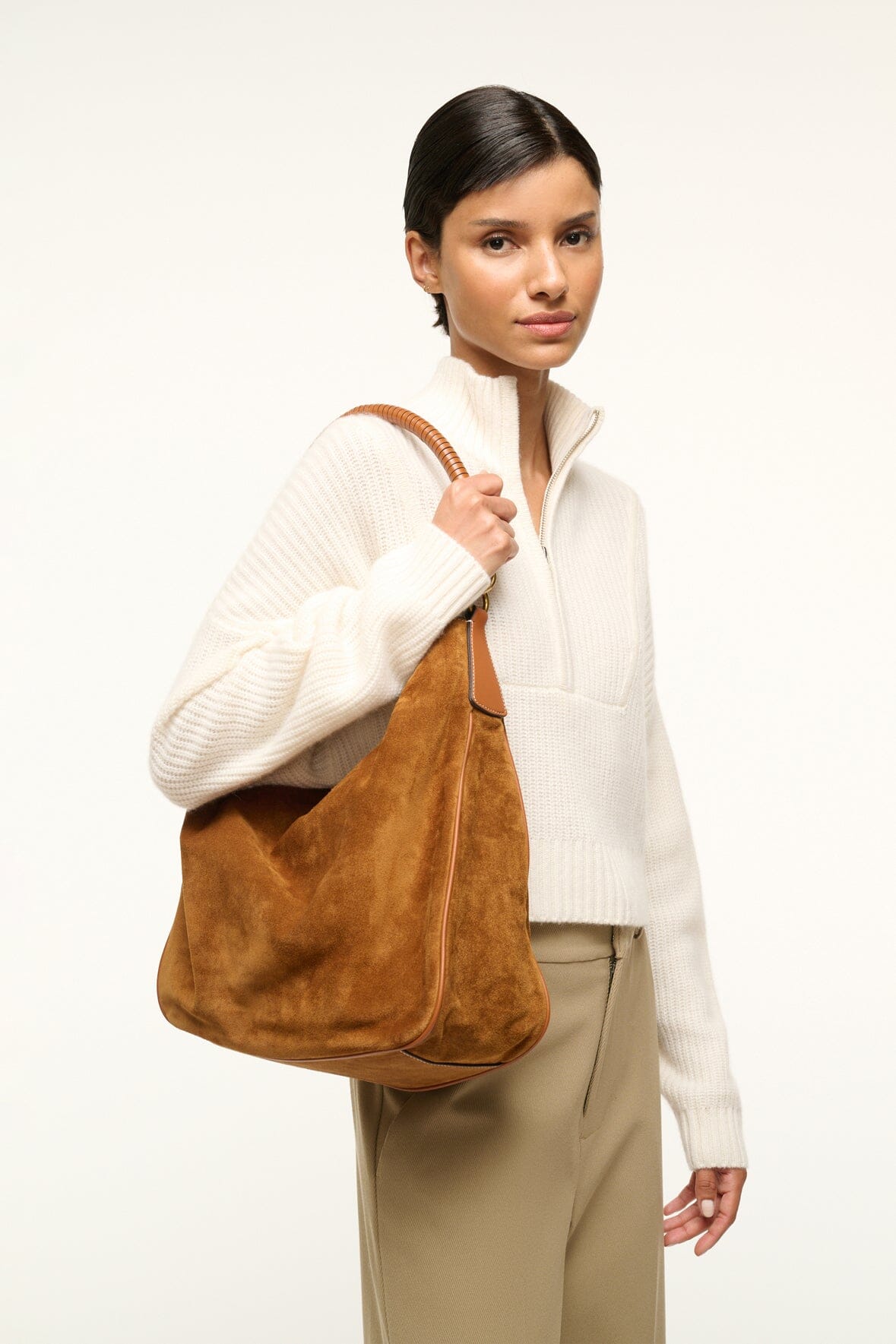 PERRY HOBO BAG TAN SUEDE - STAUD near me