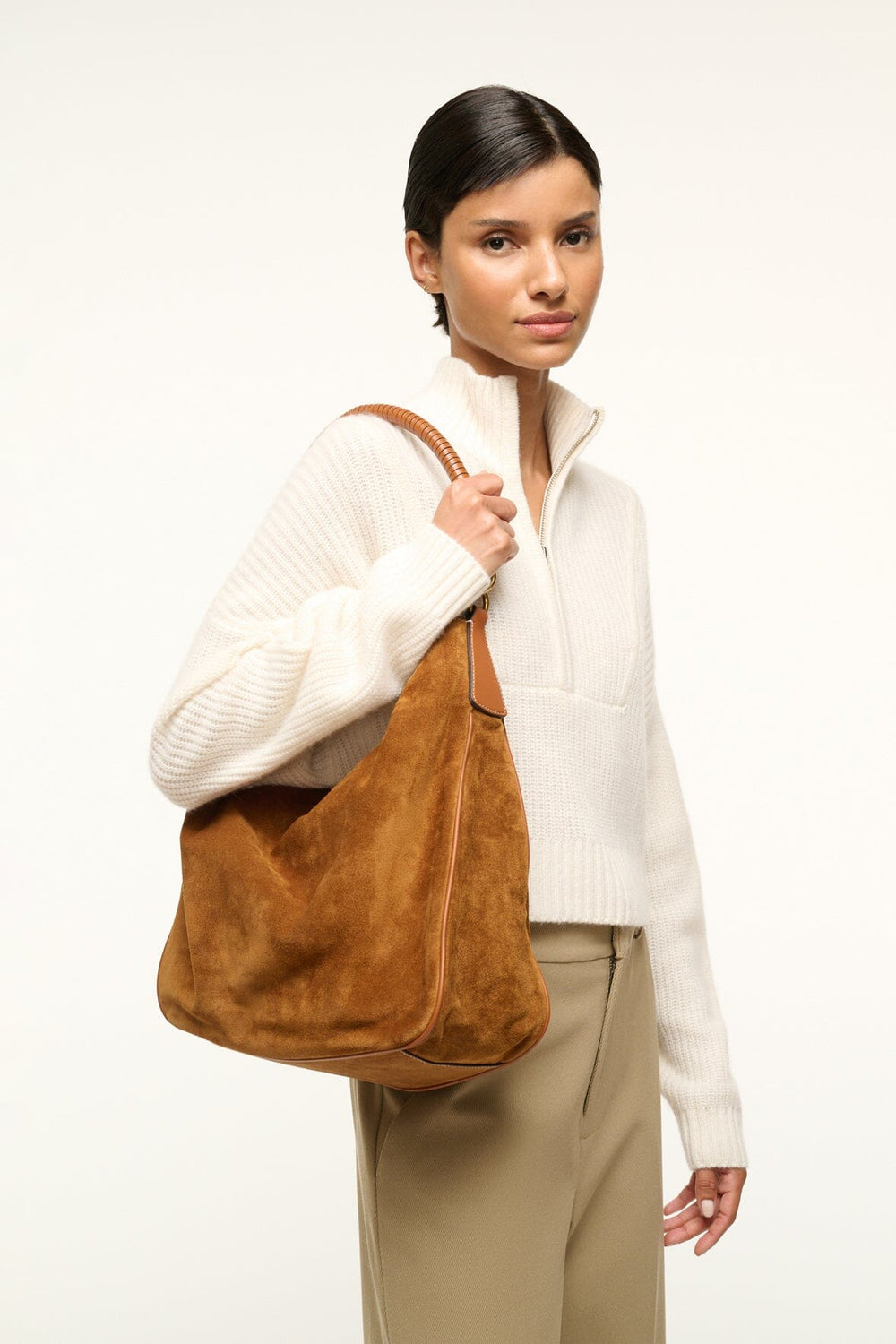 PERRY HOBO BAG TAN SUEDE - STAUD near me