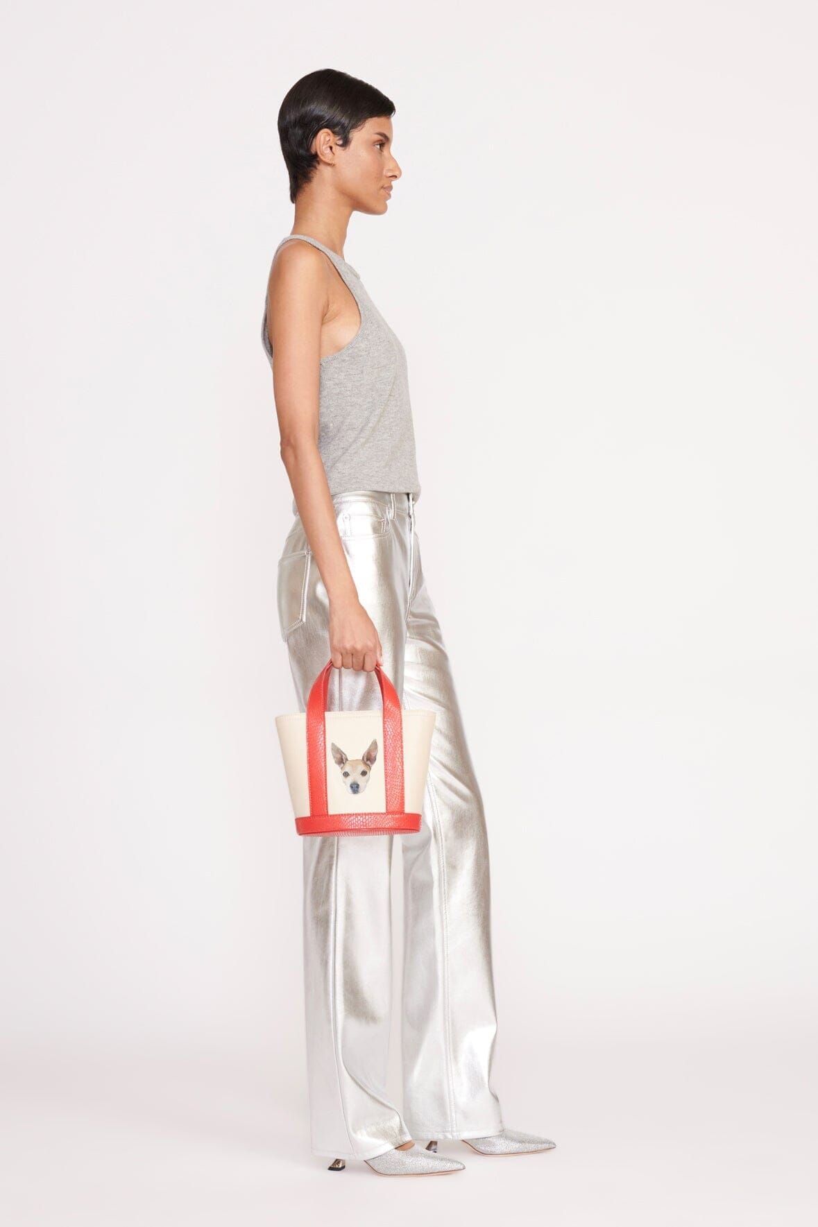 CUSTOM ALLORA MINI TOTE CREAM RED ROSE - STAUD for sale