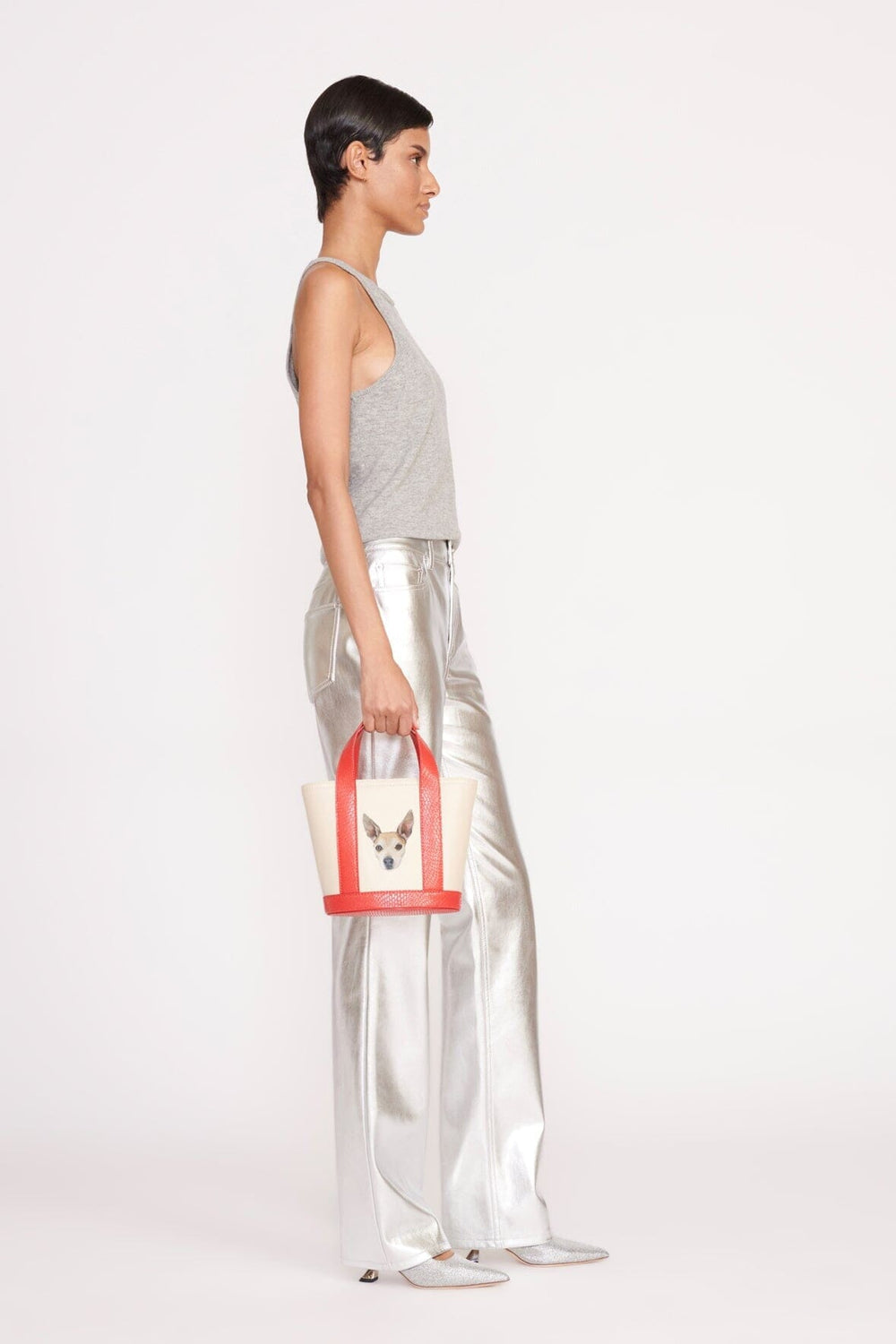 CUSTOM ALLORA MINI TOTE CREAM RED ROSE - STAUD for sale