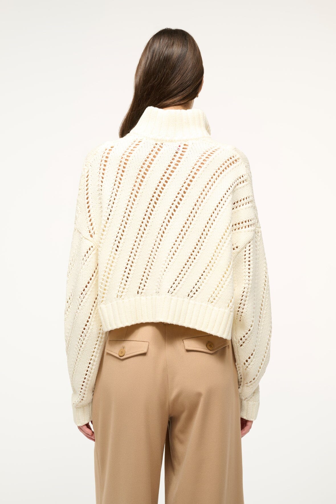 CROPPED HAMPTON SWEATER IVORY - STAUD for sale