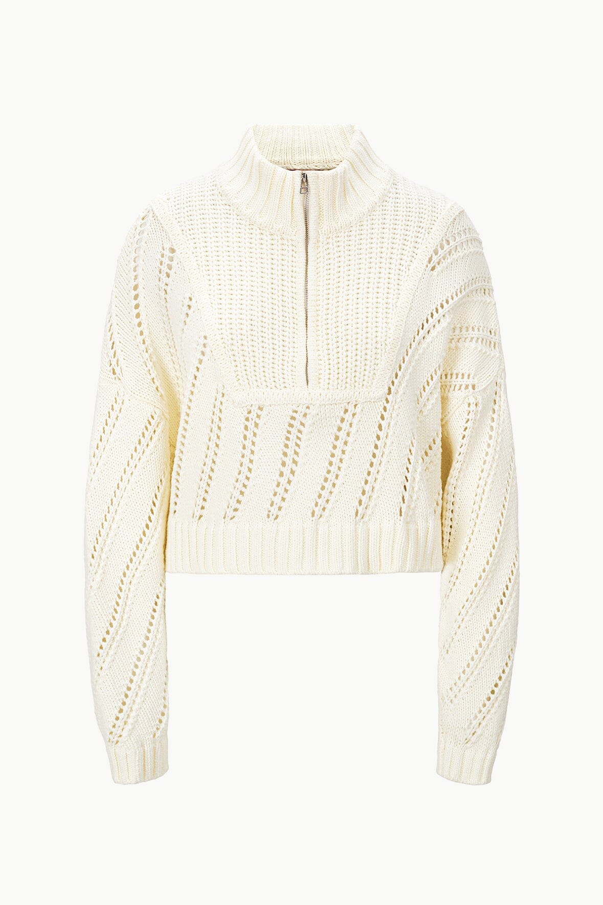 CROPPED HAMPTON SWEATER IVORY - STAUD for sale