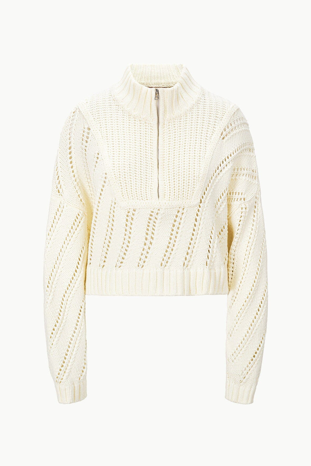 CROPPED HAMPTON SWEATER IVORY - STAUD for sale