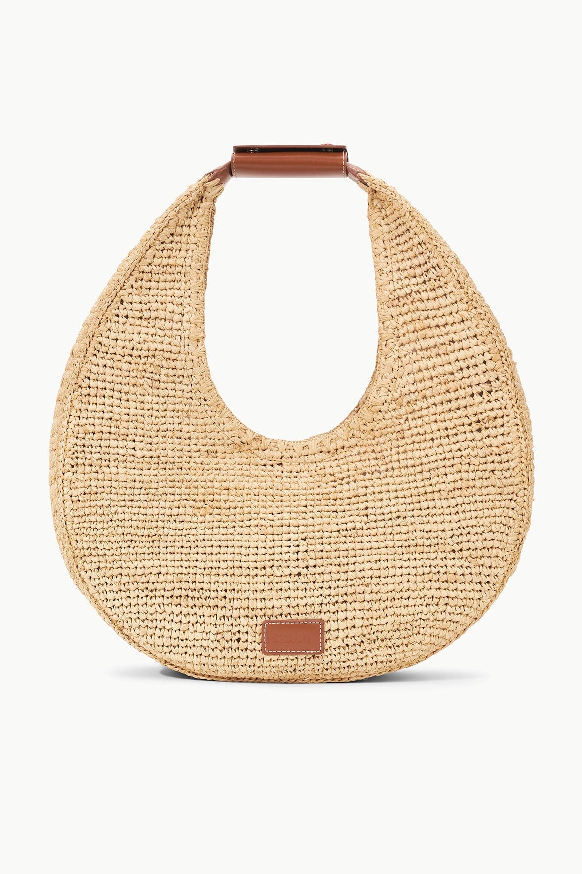 LARGE RAFFIA MOON TOTE BAG NATURAL TAN - STAUD for sale