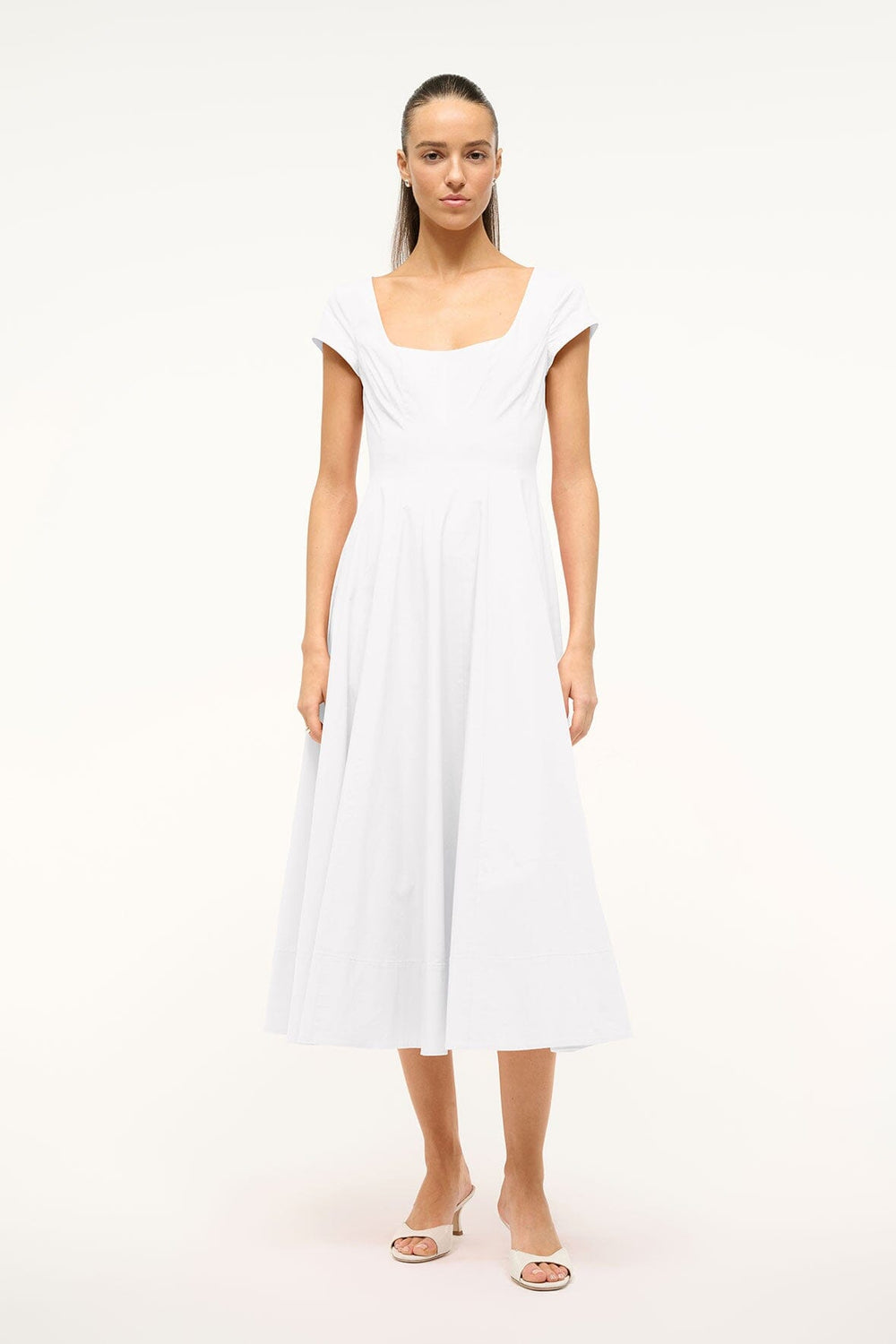 SHORT SLEEVE WELLS DRESS WHITE - STAUD near me